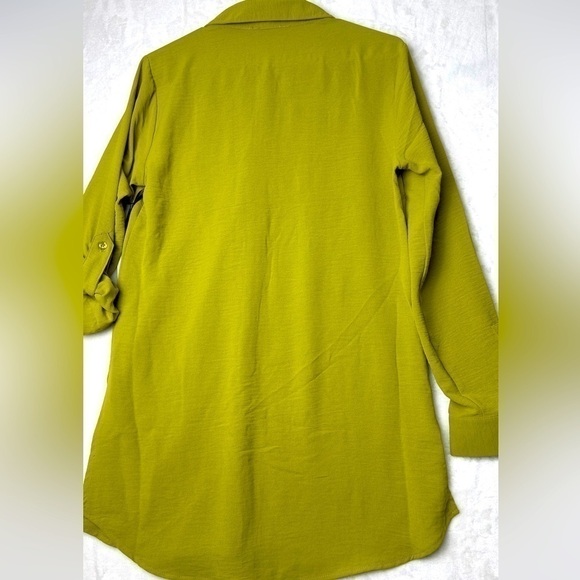 Blue Blossom Women’s Avocado Green Button up Blouse with slits on each side​ - Picture 9 of 10
